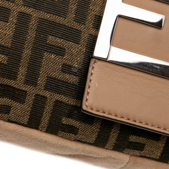 Pre-Loved Fendi Large Zucca and Pequin Canvas Convertible Baguette Satchel - Picture 7 of 11